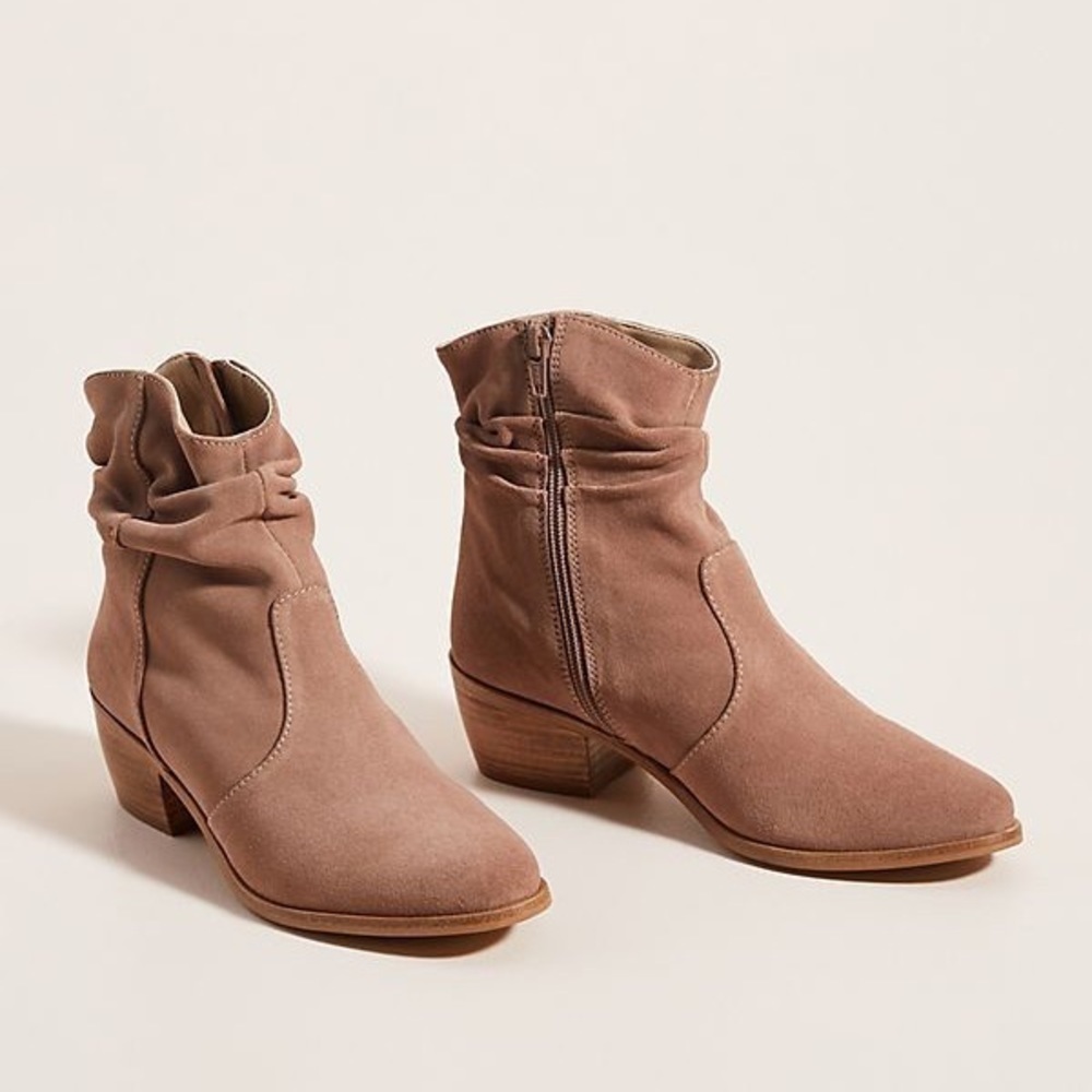 Anthropologie Barcelona Suede Slouchy Short Cowboy Ankle Boot Booties Slouch 36